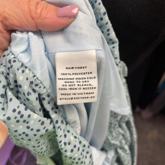 Collective Concepts Banana Republic Size Small Blue Polka Dot Dress Lace Trim - Picture 7 of 7